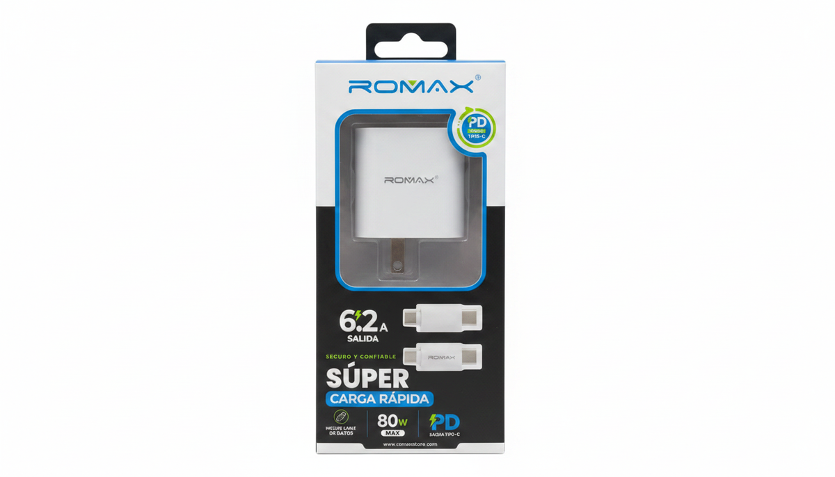 CARGADOR ROMAX TIPO C CARGA RAPIDA
