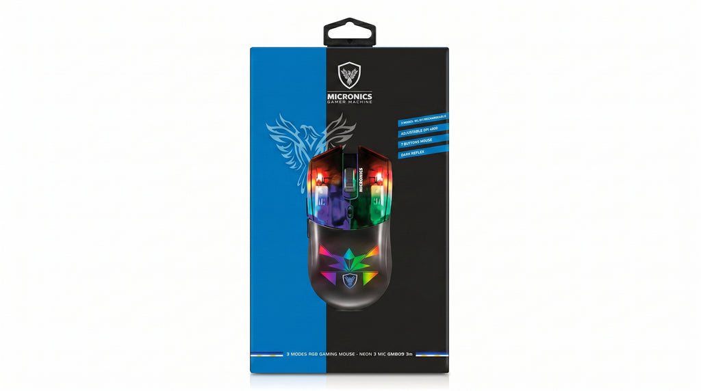 Mouse Gamer Inalámbrico Recargable GM809-3M Micronics USB wifi 4800DPI