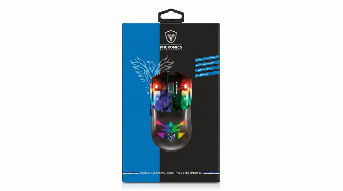 Mouse Gamer Inalámbrico Recargable GM809-3M Micronics USB wifi 4800DPI